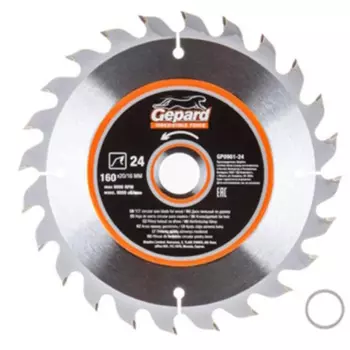 Диск пильный Gepard GP0901-24, по дереву, 160х20/16мм, 24 зуб.