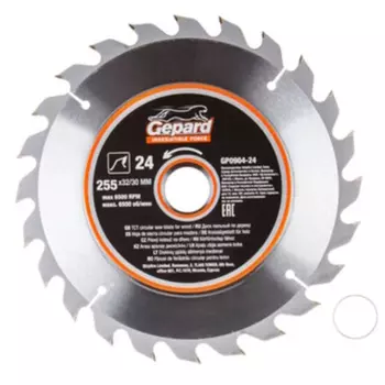 Диск пильный Gepard GP0904-24, по дереву, 255х32/30мм, 24 зуб.