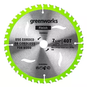 Диск пильный по дереву для циркулярной пилы Greenworks 2943307, 184x20 мм, 40T