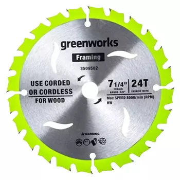 Диск пильный по дереву для циркулярной пилы Greenworks 2943407, 184x20 мм, 24T
