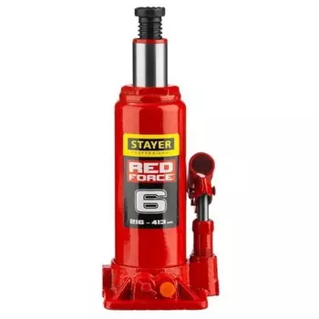 Домкрат гидравлический бутылочный Stayer "Red Force" 43160-6 43160-6_z01, 6т, 216-413 мм