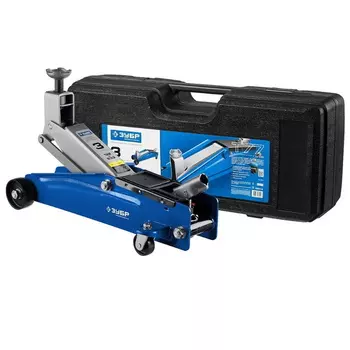 Домкрат гидравлический подкатной Зубр Профессионал 43055-3-K, T77, 3т, 192-533мм, в кейсе