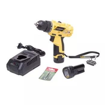 Дрель аккумуляторная Hanskonner HCD1230R бесщеточная, 12В, 30Нм, 2х2.0Ач, кейс