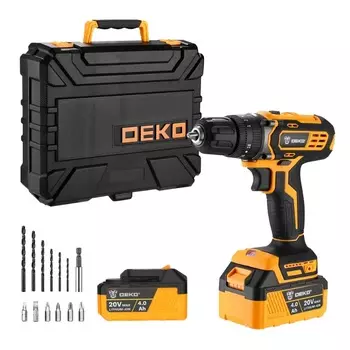 Дрель-шуруповерт аккумуляторная ударная Deko DKCD20 Impact 063-4420 (20В, 2*4.0Ач)