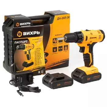 Дрель-шуруповерт аккумуляторная Вихрь ДА-20Л-2К 72/14/21