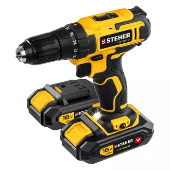 Дрель-шуруповерт Steher CD-160-2 16 В, 35 Нм, 2 АКБ (2 Ач), кейс