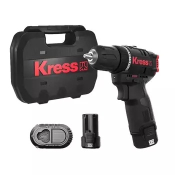 Дрель-шуруповерт ударная аккумуляторная бесщеточная Kress Kuc12, 12В, 40Нм, 2.0Ач х2, ЗУ 1,5А, кейс