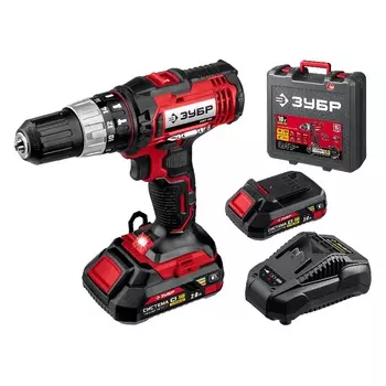 Дрель-шуруповерт ударная Зубр ДШУ-185-22 (2 аккумулятора, 2 Ач, кейс)