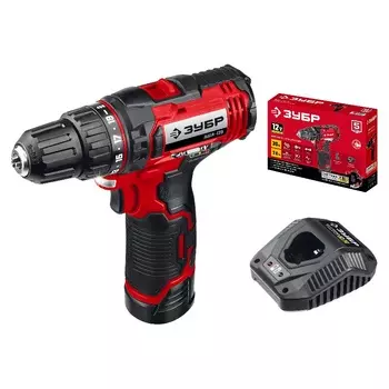 Дрель-шуруповерт Зубр ДШЛ-125-21, С1-12, 12 В, 30 Нм, 1 АКБ (2 Ач)