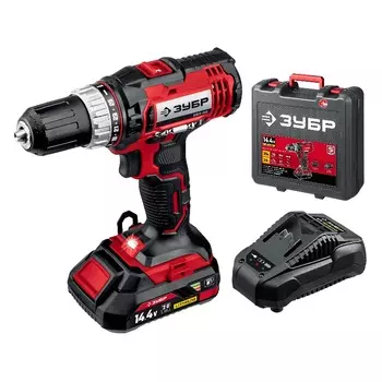 Дрель-шуруповерт Зубр ДШЛ-145-21 (14.4 В, 35 Нм, 1 аккумулятор, 2 Ач, кейс, быстрозажимной, тип li-ion)