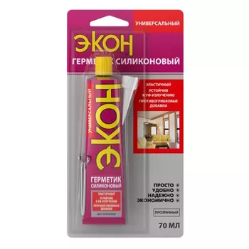 Герметик Экон 3002450, универсальный, силиконовый, прозрачный, на б/к, 70 мл