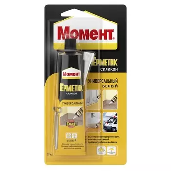 Герметик силиконовый Момент универсальный, белый, 70 мл 3002435