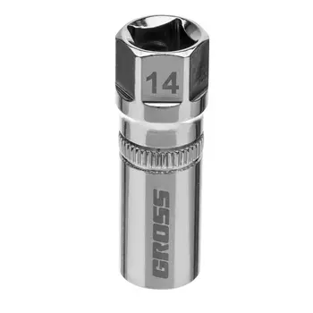 Головка торцевая Gross 13187, свечная, магнитная,12-гранная, 14 мм, под квадрат 1/2"