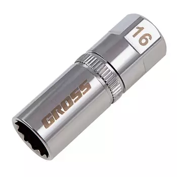 Головка торцевая Gross 13188, свечная, магнитная,12-гранная, 16 мм, под квадрат 1/2"