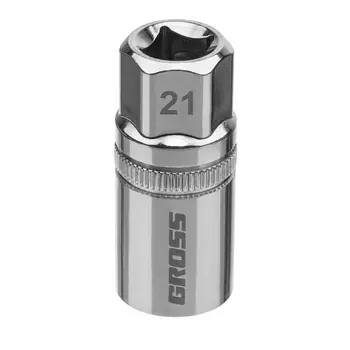 Головка торцевая Gross 13189, свечная, магнитная,12-гранная, 21 мм, под квадрат 1/2"