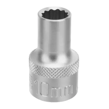 Головка торцевая Stels 13651, 10 мм, 12-гранная, CrV,под квадрат 1/2", хромированная