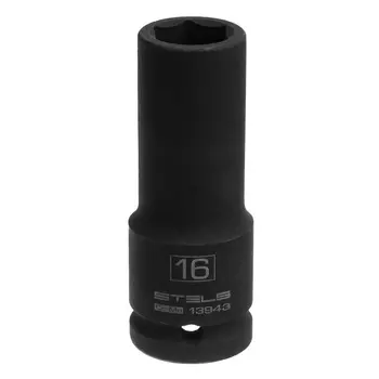 Головка ударная удлиненная шестигранная Stels 13943, 16 мм, 1/2", CrMo