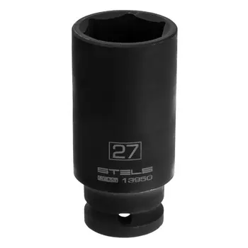 Головка ударная удлиненная шестигранная Stels 13950, 27 мм, 1/2", CrMo