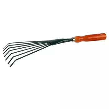 Грабельки веерные Grinda 8-421253_z01 (390 мм, с плоскими зубцами, углеродистая сталь, деревянная ручка)