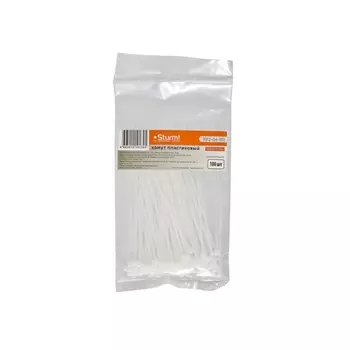 Хомуты пластмассовые Sturm 7012-04-150 (белые, 150х2,5 мм, 100 шт.)