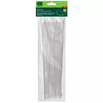 Хомуты Сибртех 45582, 400 х 8 мм, пластиковые, белые, 50 шт.