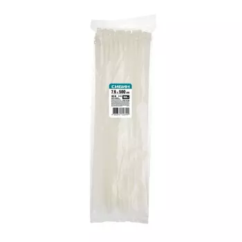 Хомуты-стяжки Сибин ХС-Б 3786-76-500 белые, 7.6х500мм, 100шт