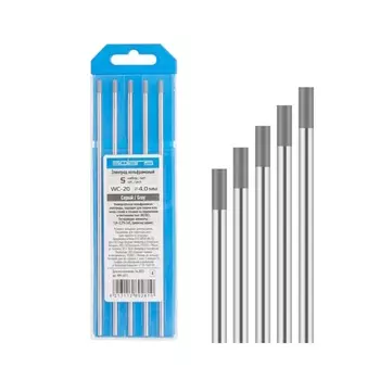 Электрод вольфрамовый Solaris WM-4521, серый, WC-20, Ф 4,0 мм, набор 5 шт.
