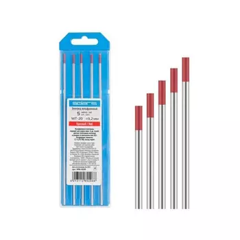 Электрод вольфрамовый Solaris WM-4539, красный, WT-20, Ф 4,0 мм, набор 5 шт.