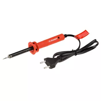 Электропаяльник Зубр "МАСТЕР" 55400-40_z01, с пластиковой рукояткой и долговечным жалом, форма конус, 40Вт