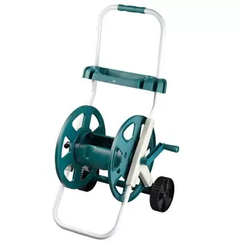 Катушка для шлангов Raco 4260-55/584, 60 м х 1/2, усиленные колеса, стальные опоры и рукоятка, пластиковый корпус, доп. полочка