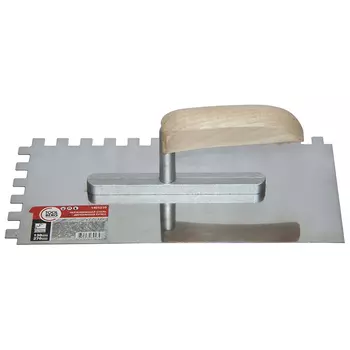 Кельма Toolberg 1401210 нержавеющая сталь, деревянная рукоятка, 130х270мм, зуб 10х10мм