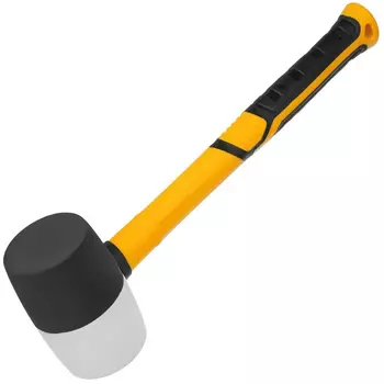 Киянка резиновая Denzel 11102, 450 г, черно-белая, фибергласовая рукоятка c TPR покрытием