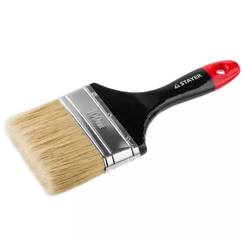 Кисть плоская Stayer "UNIVERSAL-PROFI" 0104-100, светлая натуральная щетина, деревянная ручка, 100мм