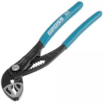 Клещи переставные Gross 15711, кнопочный механизм, обливные рукоятки, 180 мм