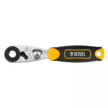 Ключ-трещотка для бит Denzel 11633, 1/4", 52 зуба, CrMo, адаптер для торцевых головок