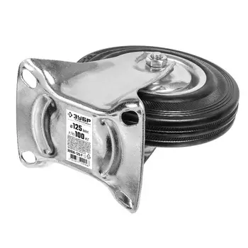 Колесо неповоротное Зубр 30936-125-F, 125 мм; г/п 100 кг; резина/металл; игольчатый подшипник