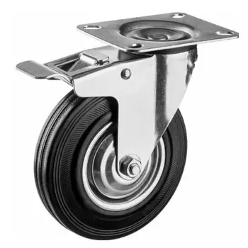 Колесо поворотное c тормозом Зубр 30936-125-B 125 мм; г/п 100 кг, игольчатый подшипник
