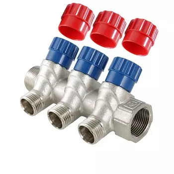 Коллектор с вентилями Valtec VTc.560.N.0503, 3/4", 3 х 1/2"
