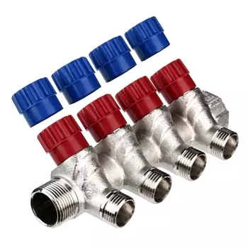 Коллектор с вентилями Valtec VTc.560.N.0504, 3/4", 4 х 1/2"
