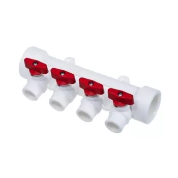 Коллектор Tebo 32x20x4 выхода, красный 015091213