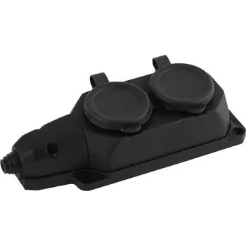 Колодка Эра K-2e-B-IP44 Б0044544, 2-м с заземл. 16А IP44, каучук, черный