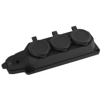 Колодка каучуковая Эра K-3e-B-IP44 Б0044545, 3-м с заземл., 16А IP44, черный