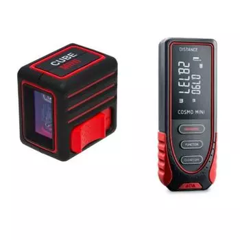 Комплект лазерных приборов Ada А00585: уровень линейный Cube MINI Basic Edition + дальномер Cosmo MINI