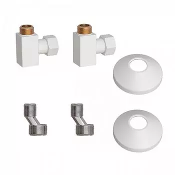 Комплект подключения для полотенцесушителя Point PN00012W 3/4"х1/2", квадрат, белый