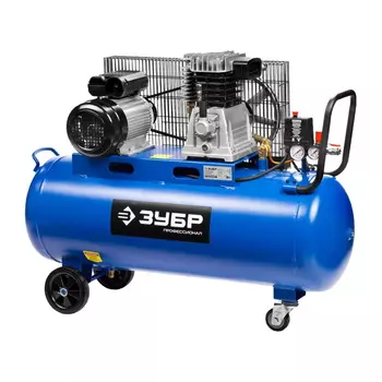 Компрессор воздушный Зубр "Профессионал" ЗКПМ-440-100-Р-2.2, поршневой, масляный, ременной привод, 440л/мин, 100л, 2200Вт