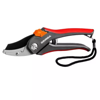 Контактный секатор Grinda G-28 8-423203_z02, 205 мм, углеродистая сталь, закаленные лезвия, тефлоновое покрытие, двухкомпонентные рукоятки