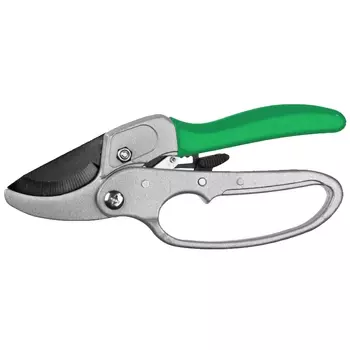 Контактный секатор Росток PC-33 423008, 200 мм, углеродистая сталь, храповый механизм, с эфесом, с алюминиевыми рукоятками, покрытие ПВХ