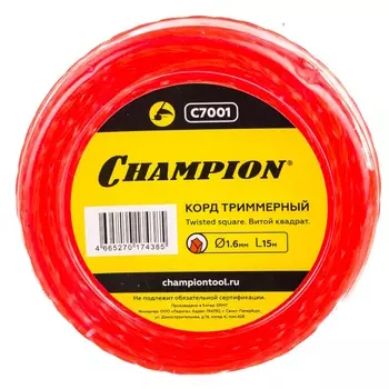 Корд триммерный Champion Twisted Square C7001, 1.6мм*15м, витой квадрат