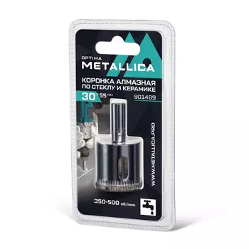 Коронка алмазная Metallica Optima 901489 (30x55 мм, #80, по стеклу, плитке, 1 шт, в блистере)