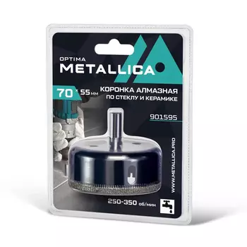 Коронка алмазная Metallica Optima 901595 (70x55 мм, #80, по стеклу, плитке, 1 шт, в блистере)